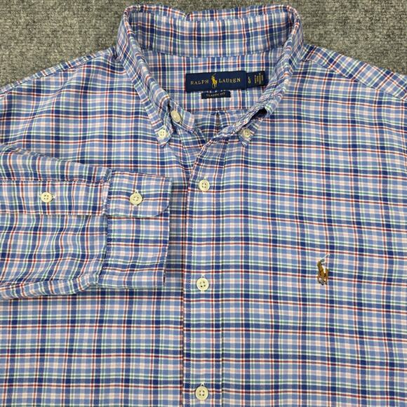 Ralph Lauren Shirt Mens Large Plaid Classic Fit Oxford Cloth Button Down Preppy - Picture 1 of 16